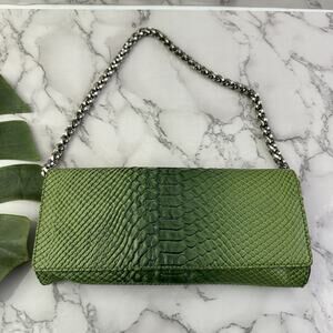 Hype Vintage Y2k Shoulder Bag Purse New Green Snakeskin Leather Chain Strap
